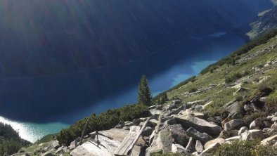 Ausblick Olpererhütte auf Schlegeisstausee