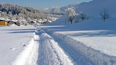 tief verschneiter Weg