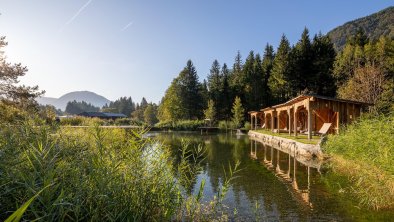 Relaxing at the bathing pond in Gasteiger Jagdschlössl