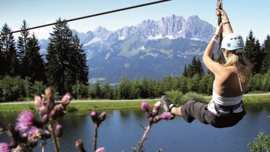 Hornpark - Flying Fox über Bergsee (c) Archiv TVB