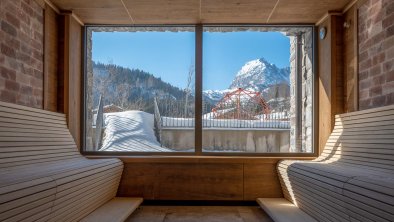 View from the sauna onto the 'Wilder Kaiser'