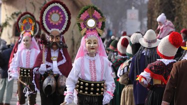 The impressive procession of floats and masks parades across the village at the Tarrenz Carnival, © Erwin Strasser