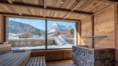 View from the sauna onto the 'Wilder Kaiser'