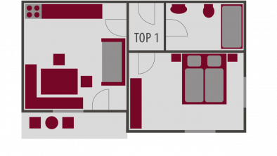 Grundriss TOP1 45 m²