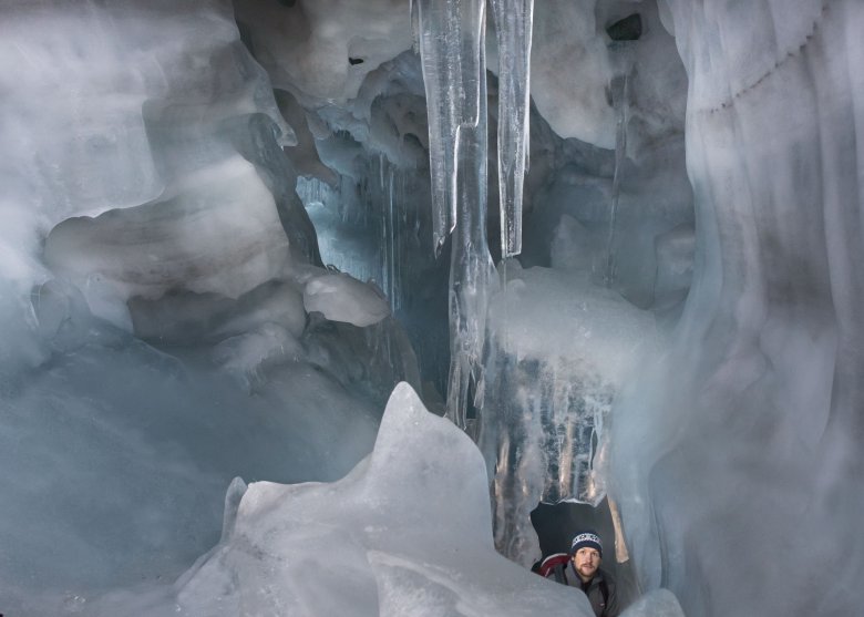 An amazing underground chamber with giant ice walls lies beneath the slopes of the Hintertux Glacier Ski Resort at the southern end of Zillertal Valley: A fairyland of needle like icicles awaits inside the Natural Ice Palace.&nbsp;
, © Archiv TVB Tux-Finkenberg