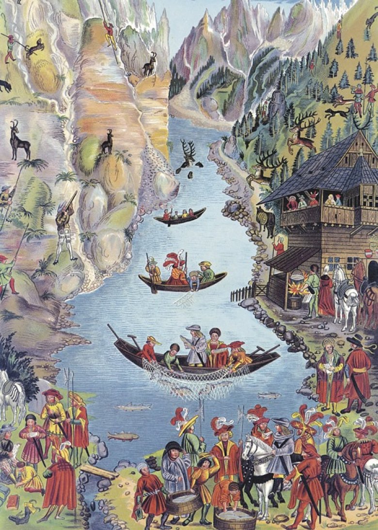 Emperor Maximilian came to Lake Achensee to hunt and fish. (Photo: Detail from the &quot;Tiroler Fischereibuch&quot; commissioned by Maximilian I), © Jörg Kölderer