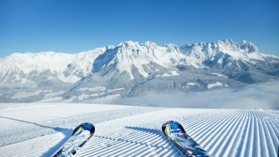 Skislope with view to the Wilder Kaiser mountain range